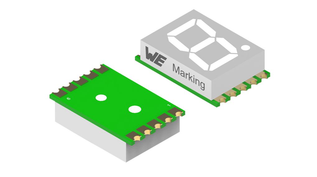 7-Segment LED Display WL-S7DS Green 10mm 570nm 35mcd 2.6V SMD Common Cathode